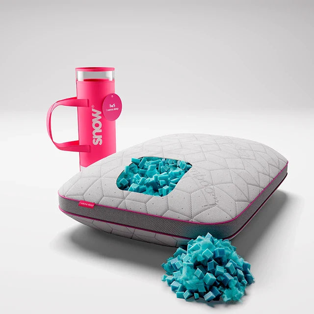 gel infused memory foam flakes inside SnowTouch adjustable pillow