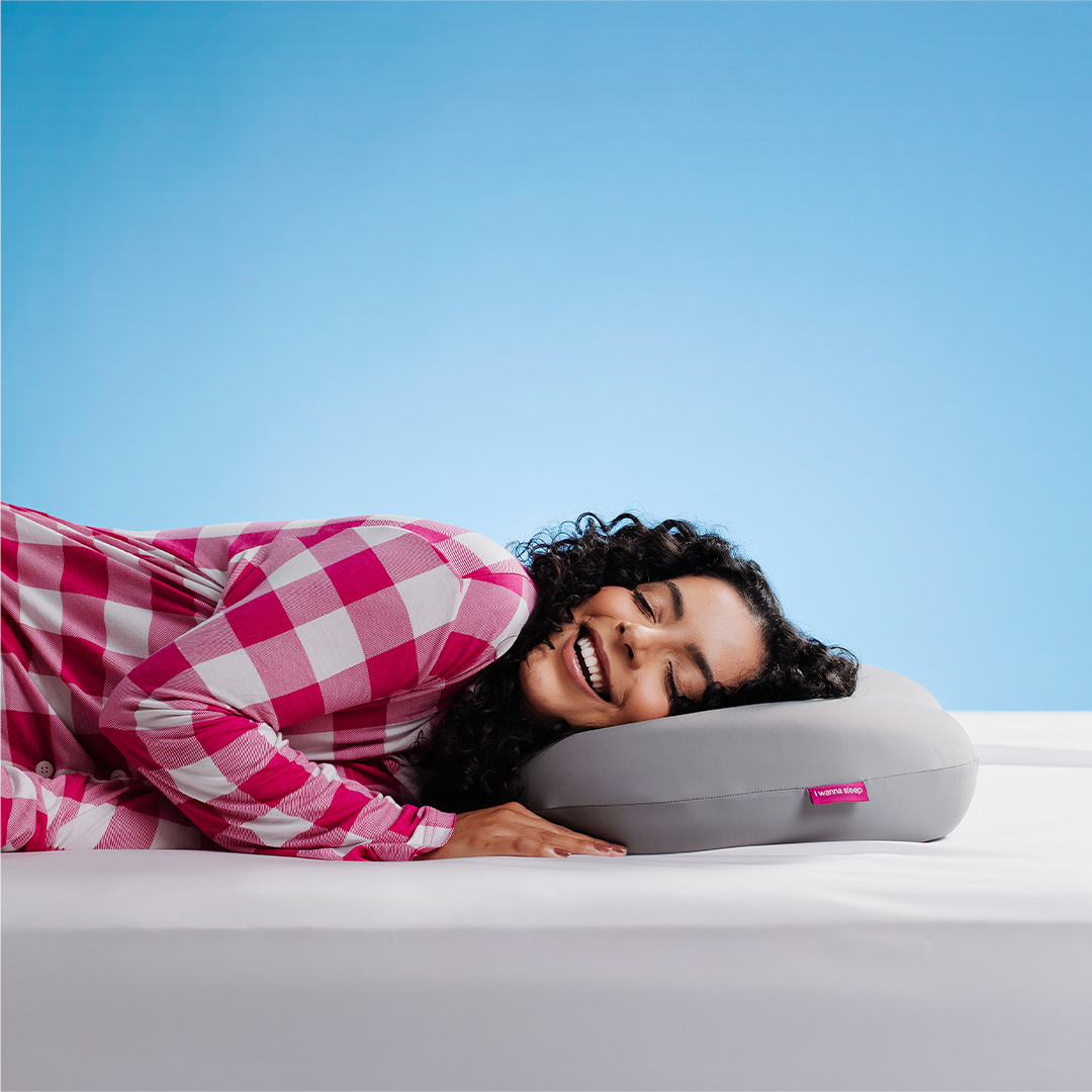 person sleeping on Ergoblu cooling pillow for neck support